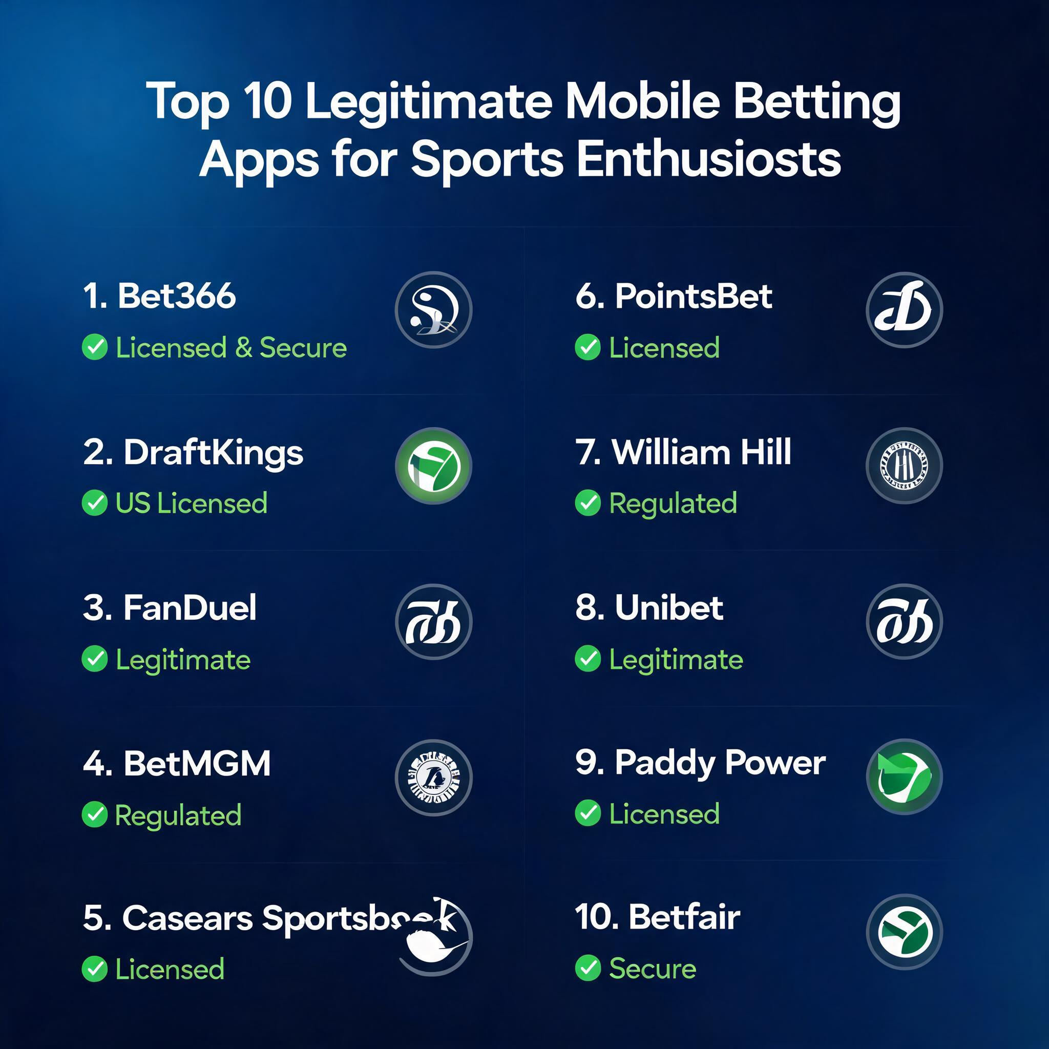 Top 10 Legitimate Mobile Betting Apps for Sports Enthusiasts